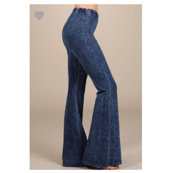 RESTOCKED! Mineral Wash Bell Bottoms Blue - Picture 2 of 6